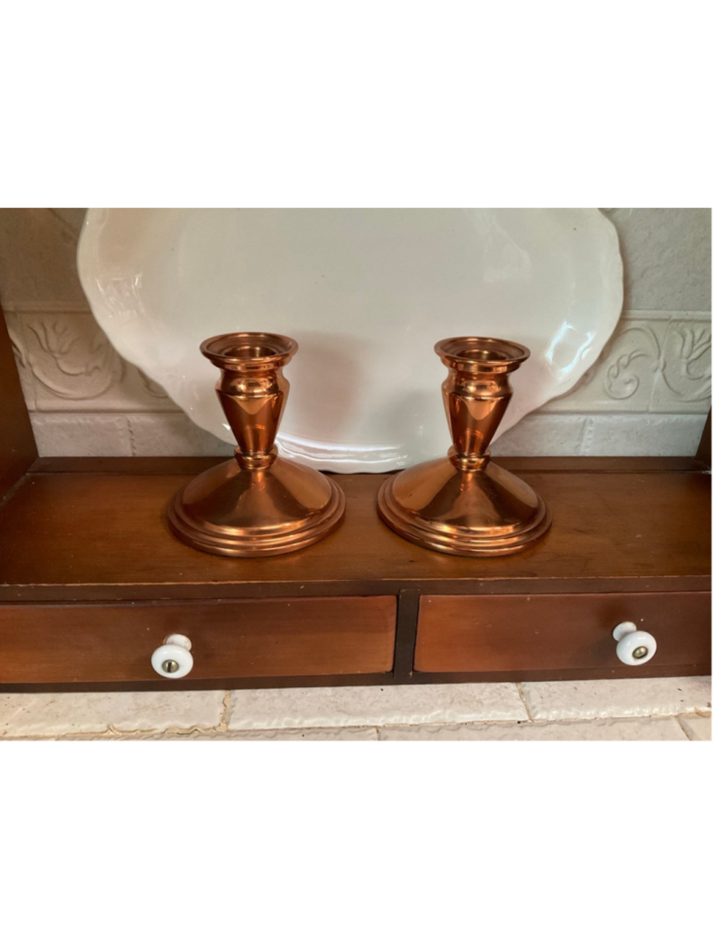 Vintage Coppercraft Guild Solid Copper Candlestick Holders Set of 2 Taunton MA